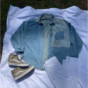 Denim flannel/jacket with striped pattern